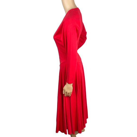 Vtg 80s Simply Miss Selfridge Red Basque Waist Fit & Flare Midi Dress SZ 8 - Picture 6 of 9